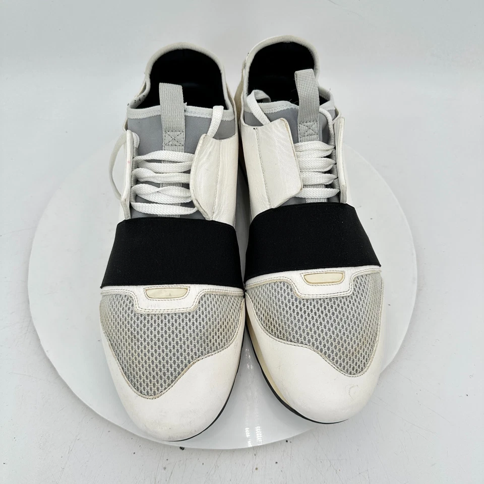 Balenciaga Tricolor Men Sz EU 45 US 12 White Leather Suede Mesh Race Runner Shoe - Image 3 of 4