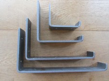 PAIR of Heavy LIPPED J BRACKETS industrial shelf brackets Handmade antique iron