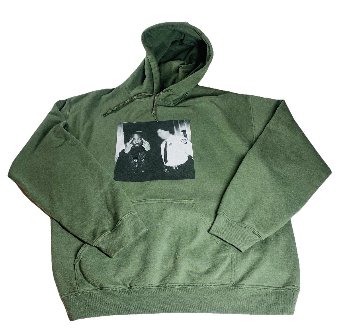 2Pac Tupac Hoodie Green Medium – Iconic Middle Finger to Cops Rare