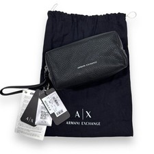 NWT Armani Exchange Toiletry Black Pebbled Le...
