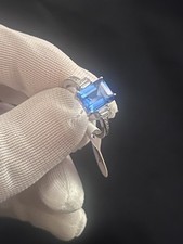VVS London Blue Topaz Ring Emerald Cut S925 SIZE 7