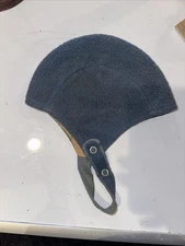 Vintage Blue wool aviator cap with chin strap