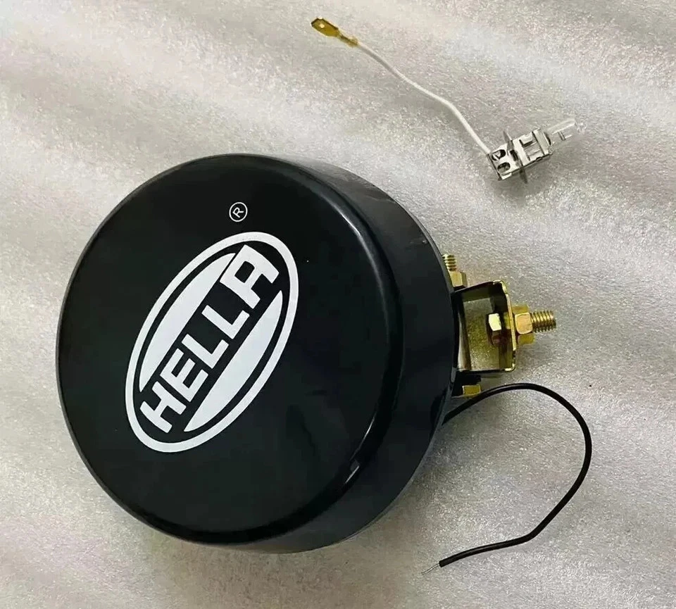 Pair Hella Round Fog Lamp Clear Glass + Cover With H3 12V 55 Bulb Universal - Image 4 of 4