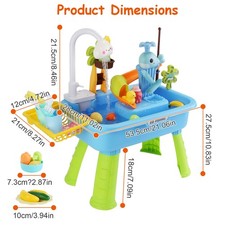 Kids' Indoor/Outdoor Role Play Sink Set 3-in-1 Educational Water Table with El