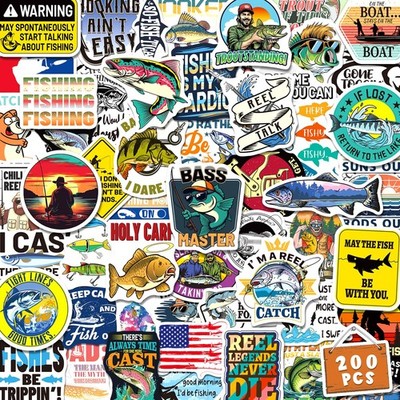 Yqskt 200 PCS Funny Fishing Stickers, Waterproof Outdoor Fishermen Decals | F...