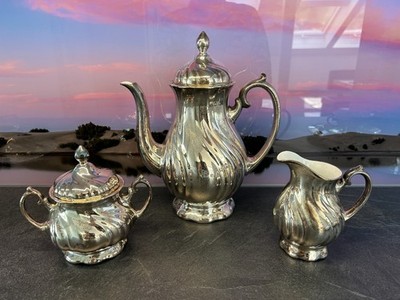 WMF Set Kaffeekanne Milch Zucker Porzellan Bauern Silber Kernstück Service