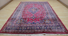 HAND MADE Carpet Rug Woven Wool Vintage Oriental Area LARGE  9ft 7" x 6ft 6"