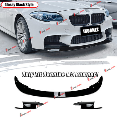 For BMW F10 M5 2011-2016 Gloss Black 3D Style Front Bumper Lip Spoiler Splitter