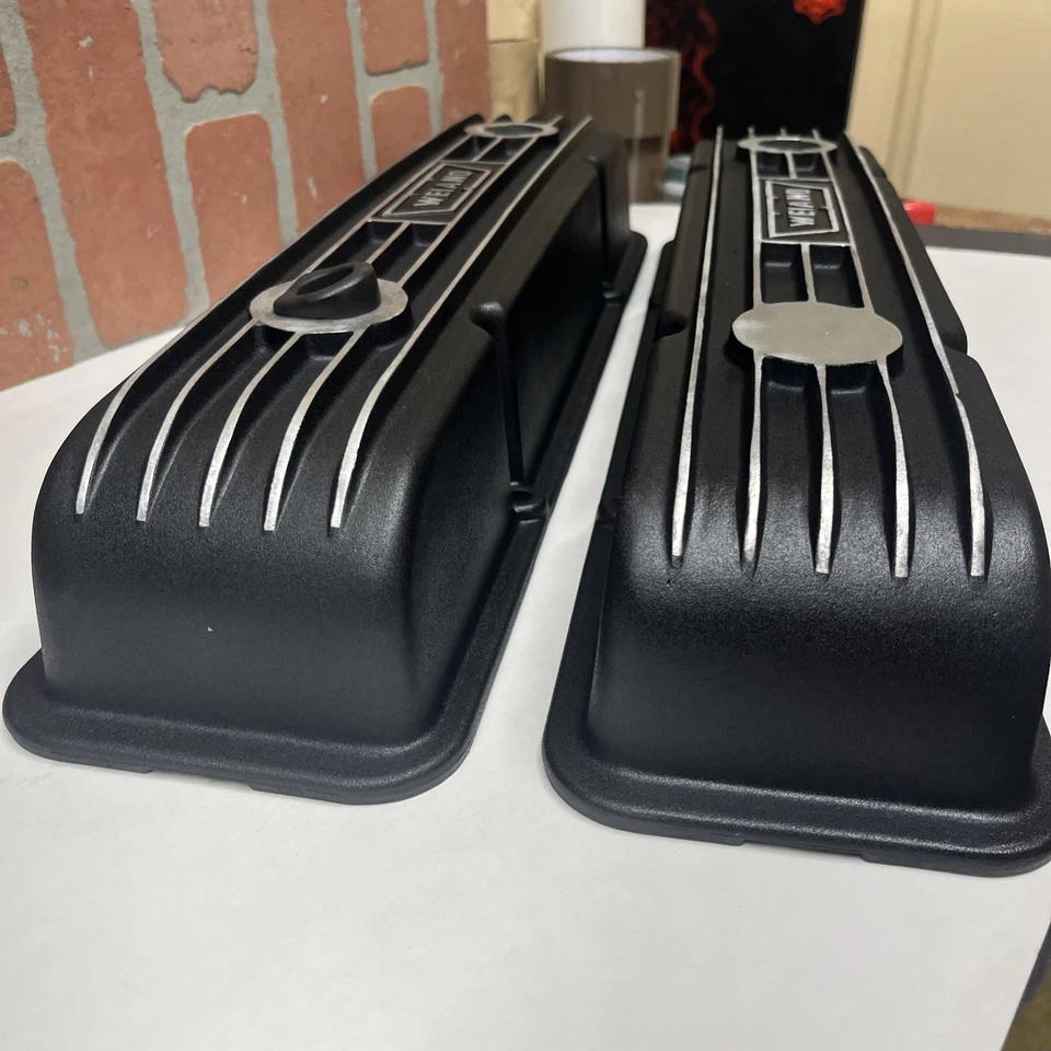 ВИНТАЖНЫЕ АЛЮМИНИЕВЫЕ КРЫШКИ КЛАПАНОВ WEIAND FINNED для небольших блоков Chevy SBC 283 327 350 - Изображение 3 из 4