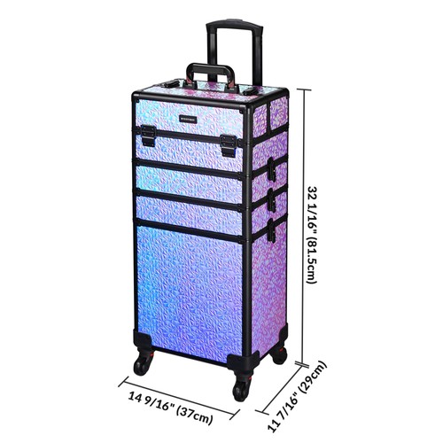 Byootique Makeup Train Case Kit with Cube Case Cosmetic Organizer Mermaid Purple - Picture 5 of 9