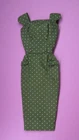 Vintage BARBIE - Sheath with Gold Buttons Pak - Olive Green Dress w/ Polka Dots