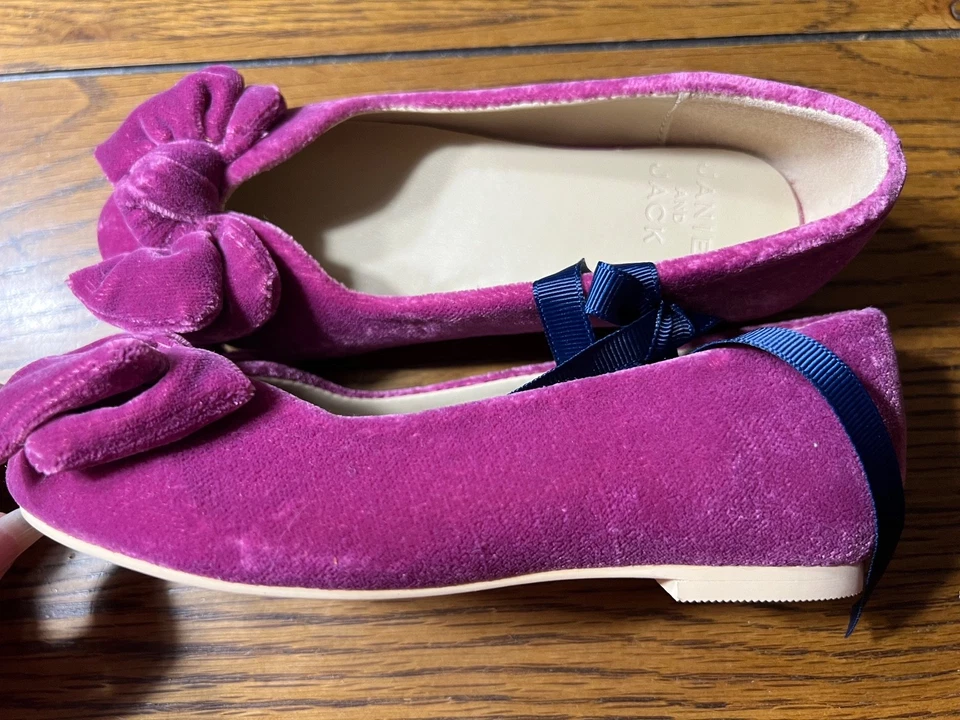 NUEVO CON ETIQUETAS Janie and Jack Wonder and Wish Terciopelo Ballet Pisos Borgoña Sandalia 9 Niño Pequeño Foto 3 de 4