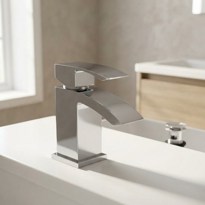 Elegante Chrom Waschtischarmatur mit kostenlosem Push Ablaufgarnitur - Ideal für kleine Badezimmer