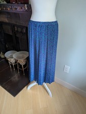 Vtg 80s/90s Women's Large Pleated Folded Swing Midi Skirt Pull On Blue Green 179
