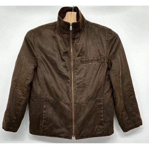 Johnston & Murphy Mens Brown Waxed Cotton Blend Quilted Zip Up Jacket Large - product listing photo