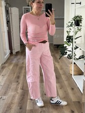 Basic manica lunga CASHMERE righe panna bianco fluo rosa taglia unica O5