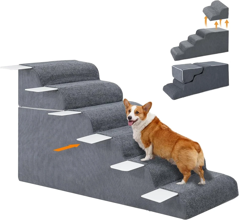 MOPHOTO Escaleras para Perros para Cama Alta y Sofá Mascota Escaleras Antideslizantes y Cubierta Extraíble Foto 3 de 4