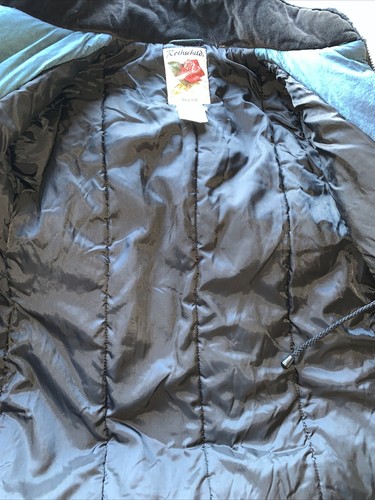 Vintage Rothschild Coat Faux Fur Velvet Trim Long Puffy Green Coat Jacket SZ 14 - Picture 7 of 7