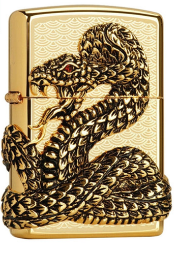 Zippo Windproof Brass Snake Coil GD Lighter, Free Shipping 6 Flints, New in Box