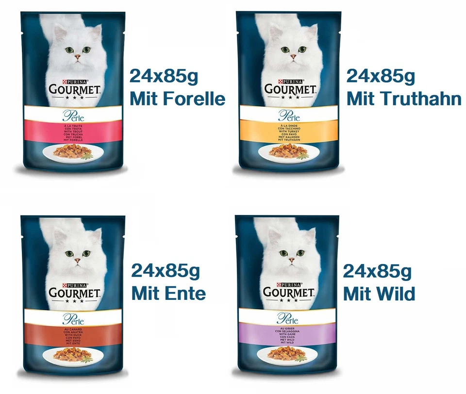 PURINA GOURMET Perle Katzenfutter nass in Gelee Fisch Fleisch Geflügel 96 x 85g - Bild 2 von 4