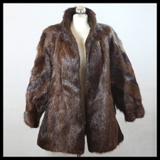 antike Damen Damen Winterjacke Mantel braun natur echt Leder Fell 12L