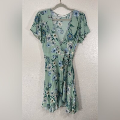 ASTR the Label Green Floral Print True Wrap Mini Dress Women's Medium Summer | eBay ASTR the Label Green Floral Print True Wrap Mini Dress Women's Medium Summer | eBay