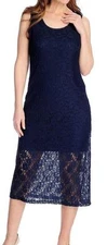 NEW - Kate & Mallory® Stretch Knit Sleeveless Scoop Neck Lace Dress - NAVY