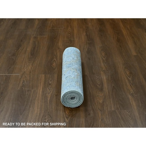 2'5"x8'6" Gray Oushak Design Hand Knotted All Wool Runner Oriental Rug R10246 - Picture 6 of 8