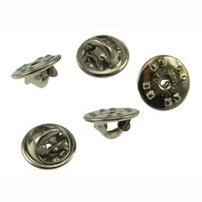 10 Chrome Trading Pin Backs Butterfly Clutch Fastener Clasps Jewelry Findings