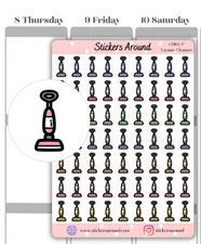 Pastel Vacuum Cleaner Planner Stickers, Chores Icon Stickers, Calendar & Journal