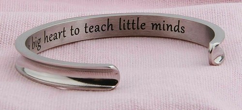 Zuo Bao Silver Teacher Bracelet "Takes A Big Heart to Teach Little..." Hair Tie - Picture 2 of 2