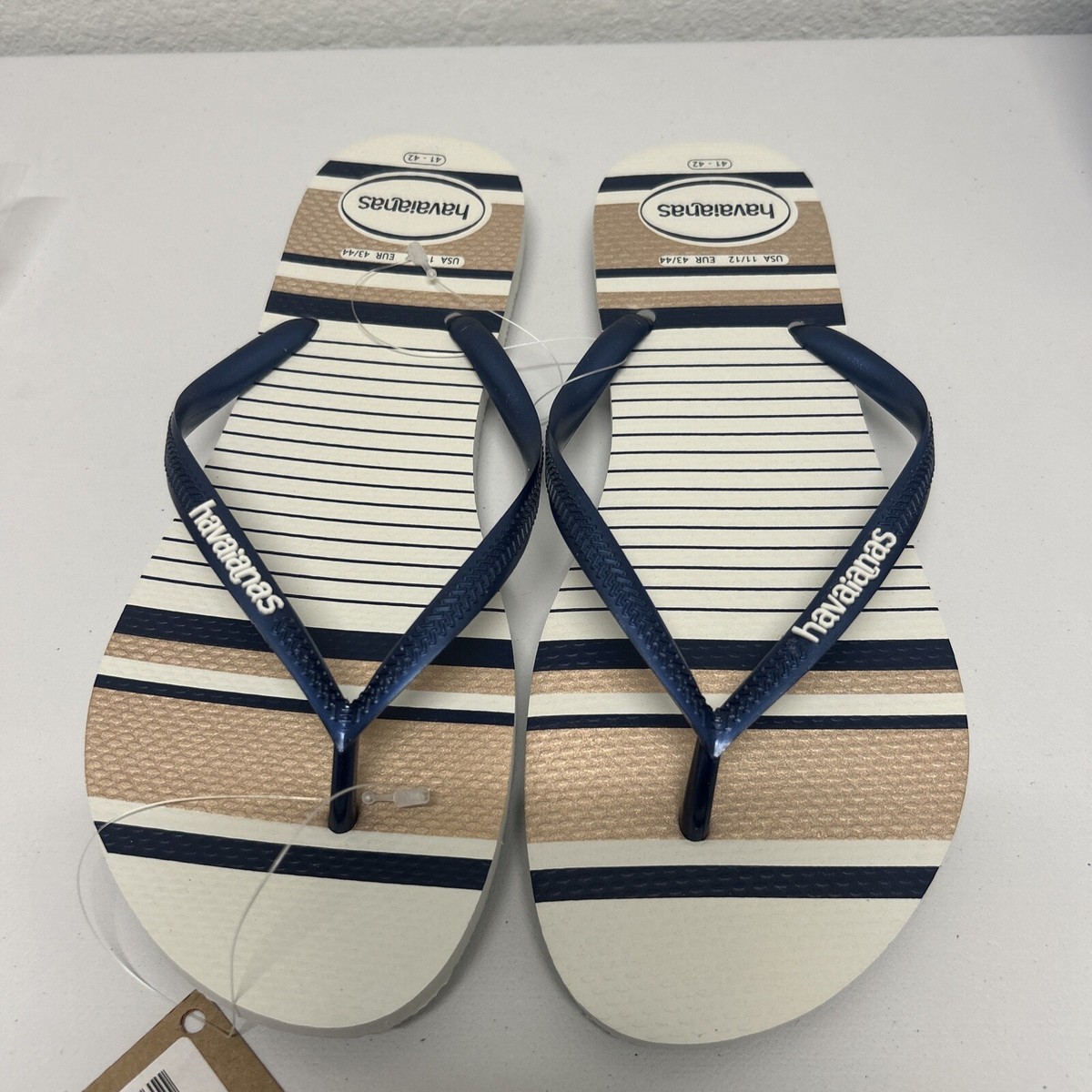 Havaianas Women's Slim Nautical Flip Flop Sandals Navy Blue/White