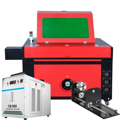 VEVOR   100W CO2 Laser Engraver Cutting Machine with Rotary Axis+Water Chiller