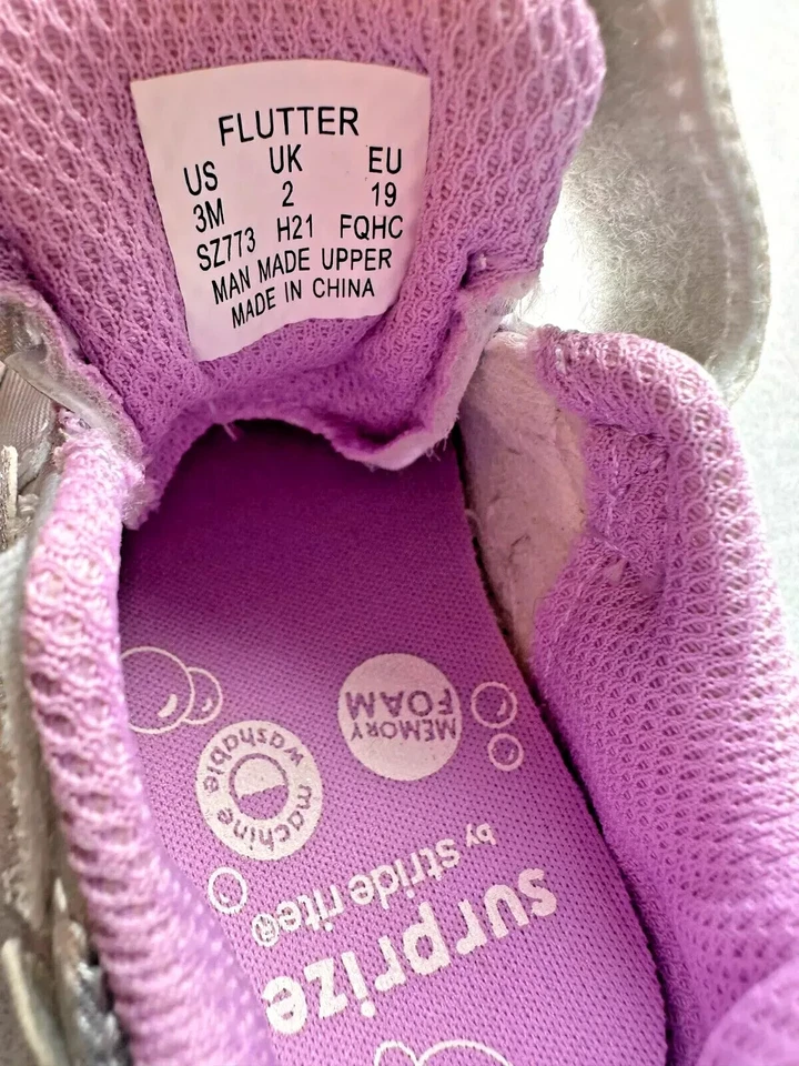 Surprize by Stride Rite Baby Girls 3 Sneakers Shoes Flutter Butterflies Sparkly - Image 3 of 4