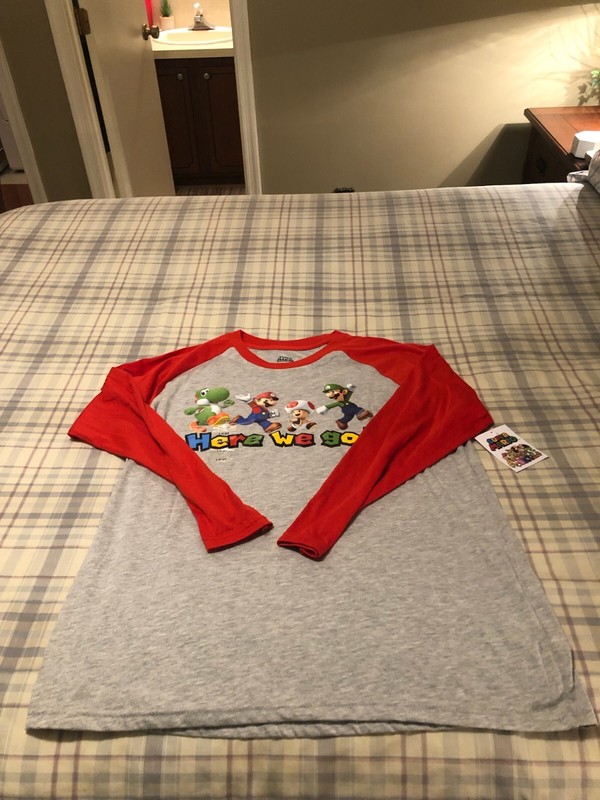 SUPER MARIO HERE WE GO! MEN'S SLEEPWEAR SHIRT-LARGE-L/G-NEW WITH TAGS
