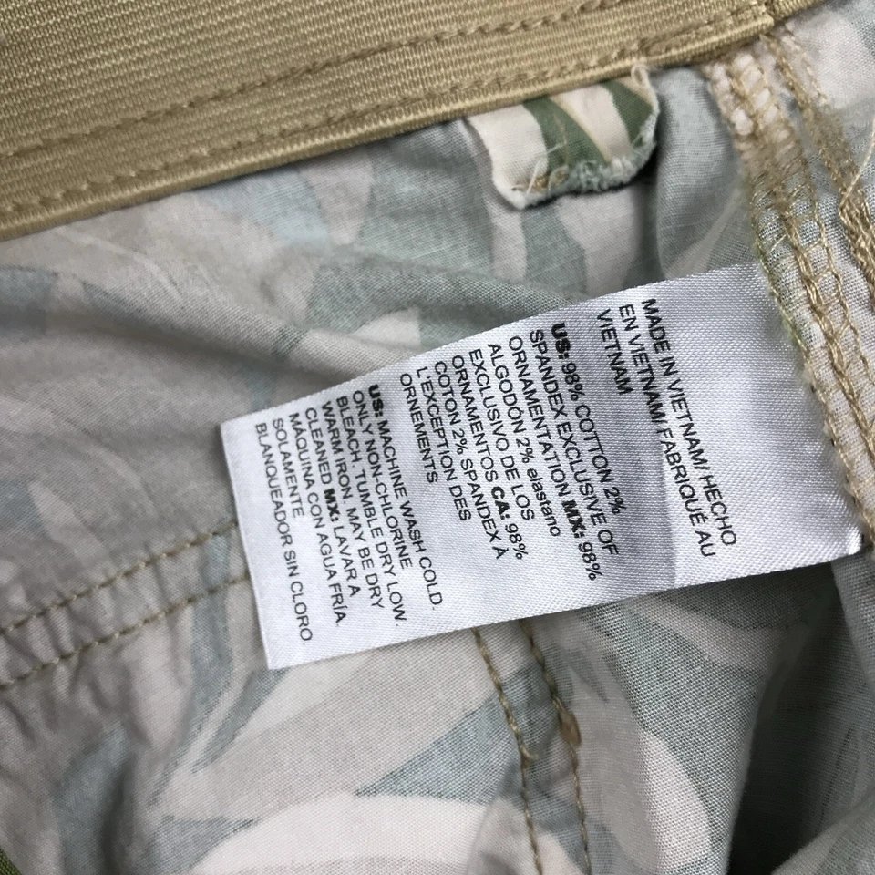 Chicos Pantalones Cortos Mujer 4 Verde Floral Talla 0 Perfecto Elastizado Chino Foto 3 de 4