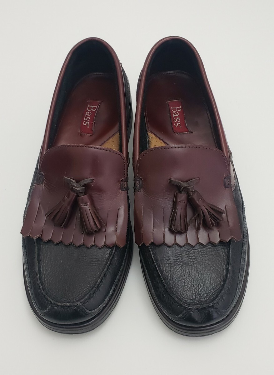 Mens Bass BROKER Tassel & Kiltie Loafers Size 11.5M Black 