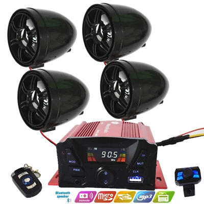 Bluetooth Wireless Speakers Audio System Stereo MP3 Radio ATV UTV Scooter Marine