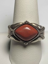 Vintage 6 gr GV STerling silver red/brown Jasper stone ring sz 10
