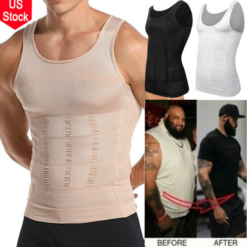 Mens Vest Tops Slimming Body Shaper Corset Abdomen Compression Fitness Workout