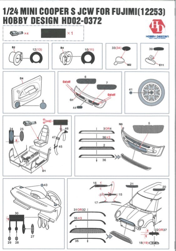 ☆S☆ Hobby Design 1/24 Mini Cooper S JCW Detail Upset for Fujimi