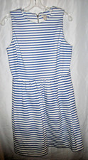 J Crew Size S Blue white stripes sleeveless round neck pocketed dress zip back