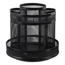 Universal 20022 8 Compartments Metal Mesh Rotating Desktop Organizer - Black New
