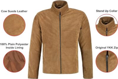 Herren Camelbraun Wildleder Lederjacke Marokko Film Gespenst Blouson Daniel Craig