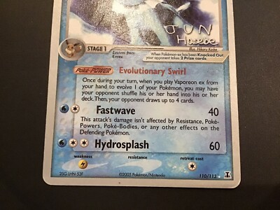 VERY PLAYED Pokémon TCG: Vaporeon ex 110/113 2007 World VERY PLAYED Pokémon TCG: Vaporeon ex 110/113 2007 World