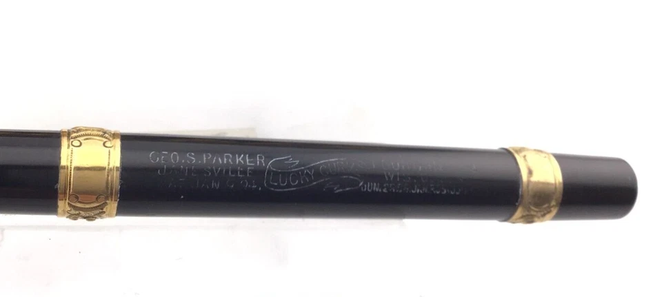 Vintage PARKER 21 Lucky Curve BHR FOUNTAIN PEN EYEDROPPER #2 Broad nib Gold band - Image 3 of 4