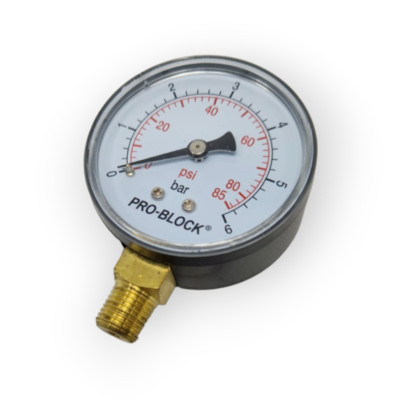 PEDROLLO PRO-BLOCK RADIAL PRESSURE GAUGE Ø 63MM 0 - 6 BAR 0 - 85 PSI 1/4'' GAS