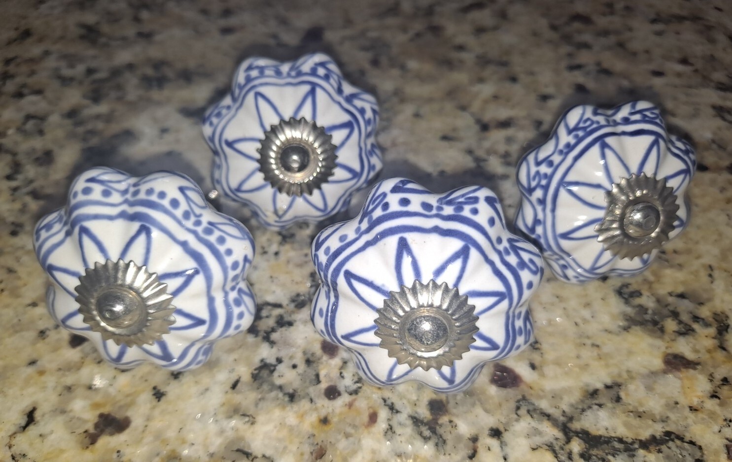 4 pc Oversized 2" Blue/ White Ceramic Knobs Target eBay