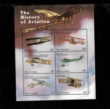 Gambia 1998 - History of Aviation - Sheet of 6 Stamps - Scott #2040 - MNH