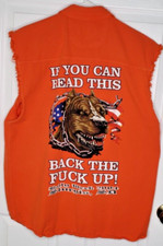 Sturgis 2004 Bike Week Orange Denim Frayed Vest By Biker Design Vintage Rare XL
